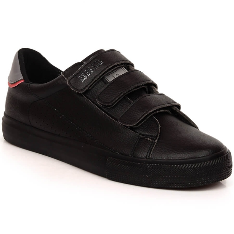 Tênis masculino Big Star LL174633 couro ecológico preto com velcro
