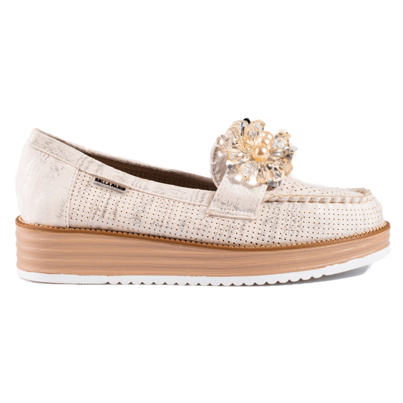 Sapatos de mulher Shelovet bege com cristais