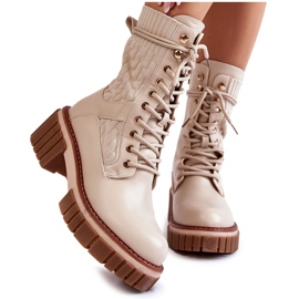 PE1 Botas altas femininas com zíper bege Enroe PE1 Botas altas femininas com zíper bege Enroe