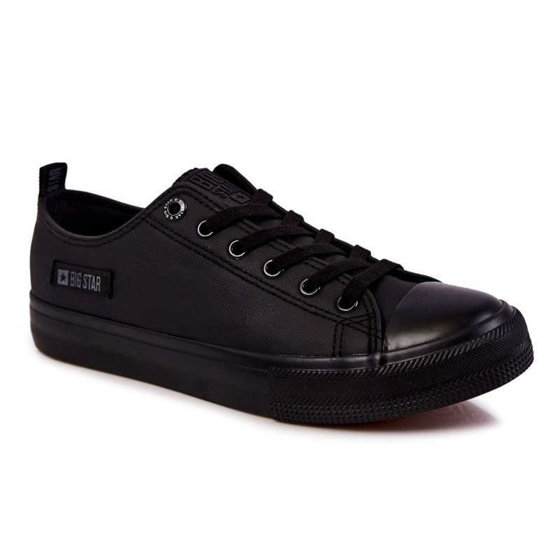 Tênis masculino baixo de couro Big Star KK174009 preto