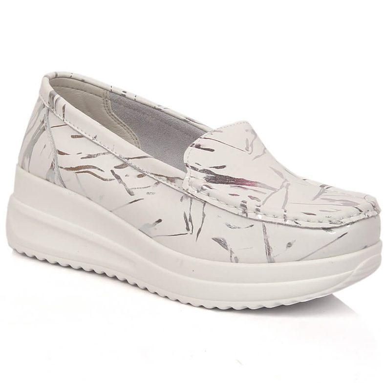 Mocassins de mulher em pele na plataforma branco Artiker 50C1886