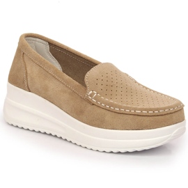 Mocassins de camurça de mulher na plataforma bege Artiker 52C1759 Mocassins de camurça de mulher na plataforma bege Artiker 52C1759