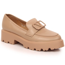 Sapatos de mulher com salto alto e plataforma bege Vinceza 16380