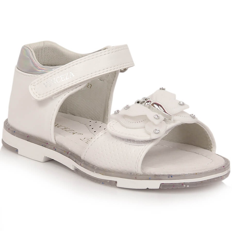 Sandálias de menina com velcro borboleta branco Vinceza 36125