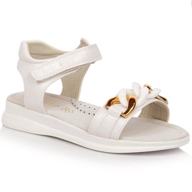 Sandálias de menina com corrente de velcro branco Vinceza 36127