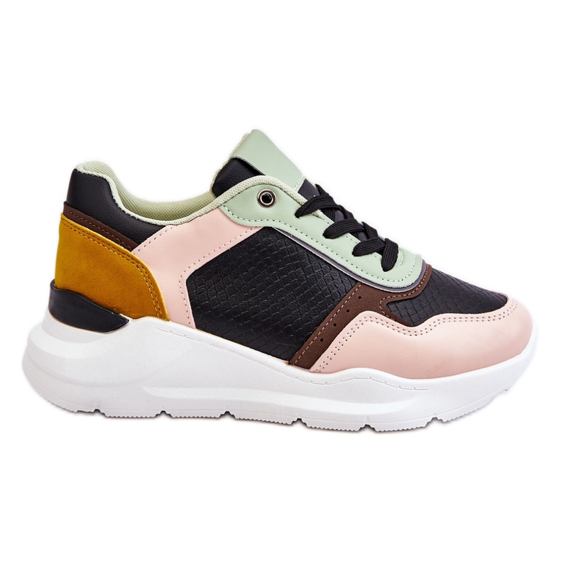 PG1 Tênis de plataforma de couro feminino preto e verde Chaya