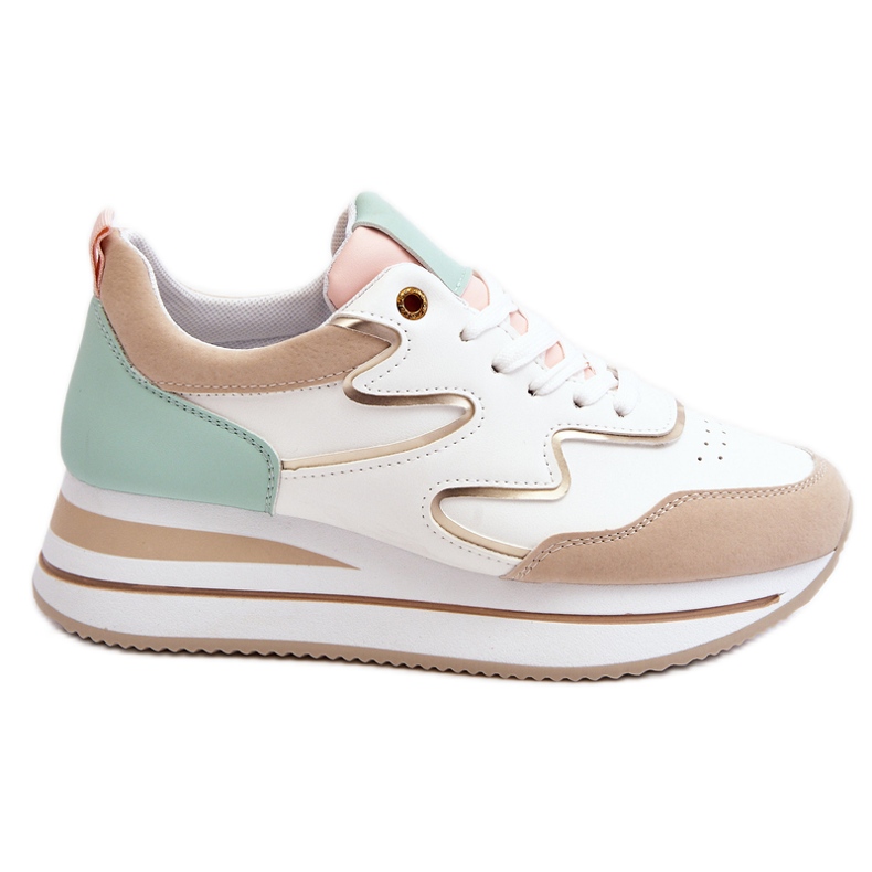 PG1 Sapatos esportivos modernos de couro branco e bege Roen