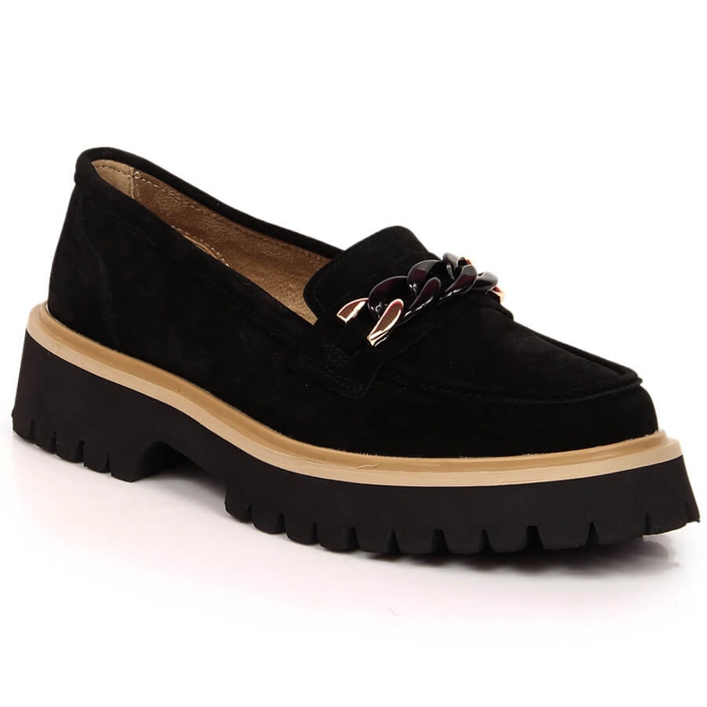 Mocassins de mulher em camurça com corrente Filippo DP4589/23 preto Mocassins de mulher em camurça com corrente Filippo DP4589/23 preto