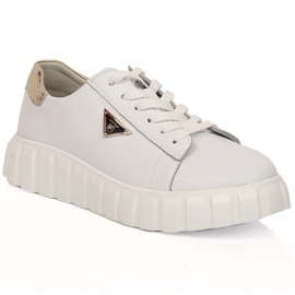 Sapatos de pele de mulher com plataforma branco Filippo DP4138/23