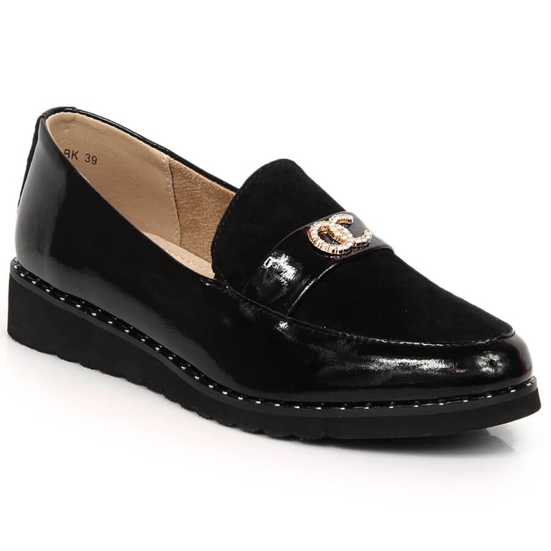 Sapatos de mulher em pele com zircões Filippo DP1515/23 preto