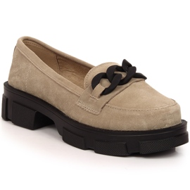 Sapatos camurça pele com corrente bege Filippo DP3221/23