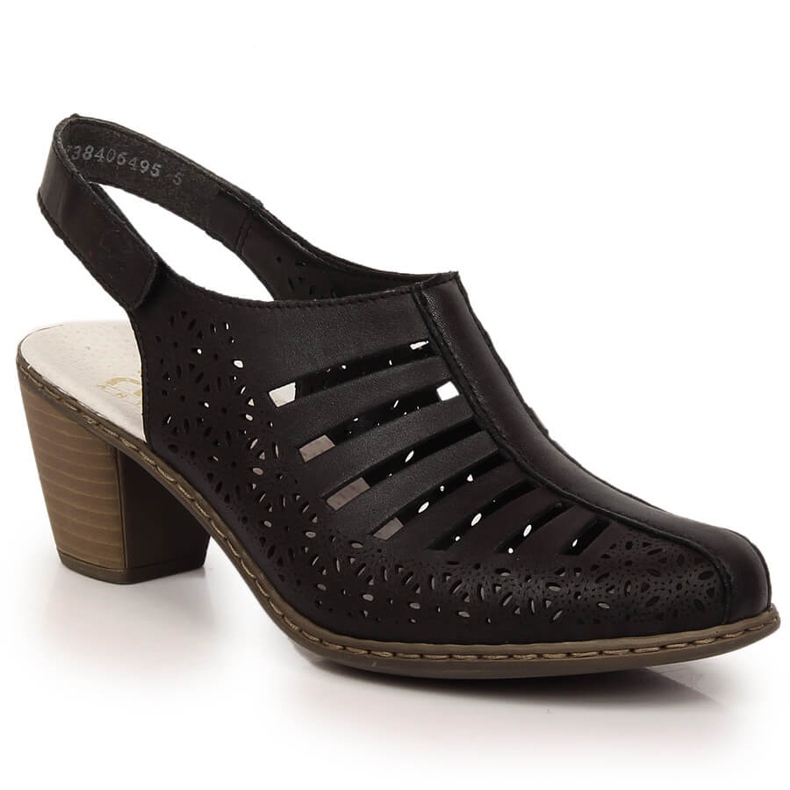 Sandália feminina de salto alto confortável Rieker 40959-00 preto