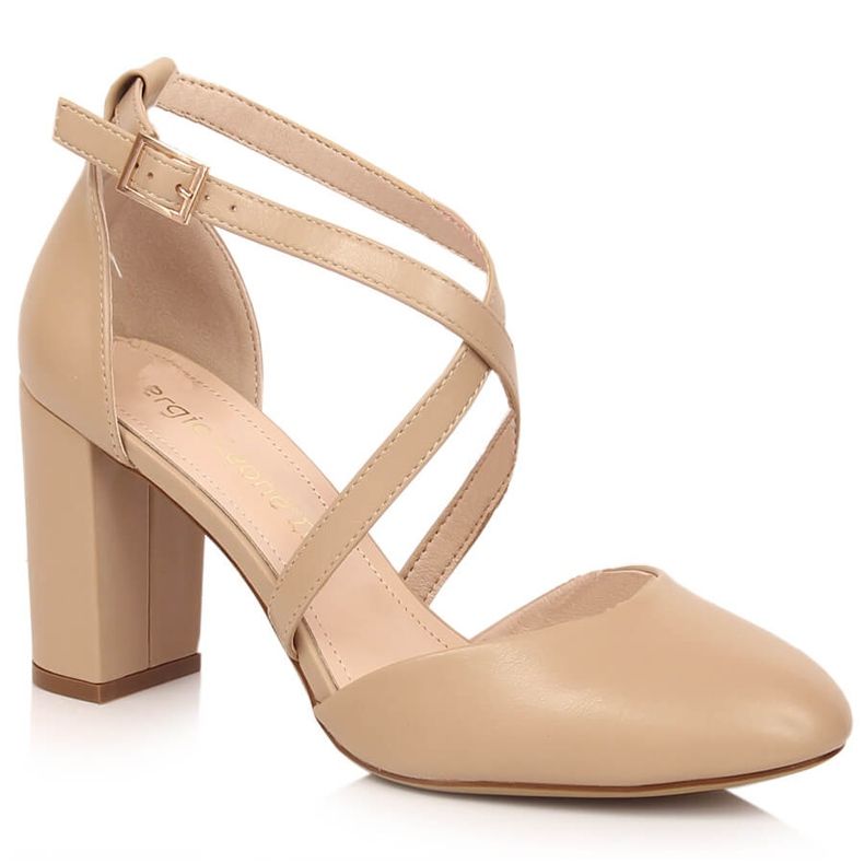 Sandálias café de salto alto Sergio Leone SK863 bege