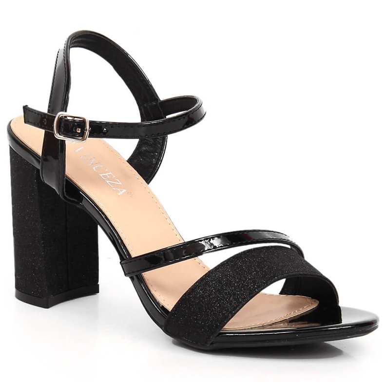 Sandálias femininas pretas brocadas no poste Vinceza 2255 preto