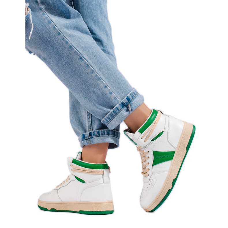 Tênis feminino Shelovet alto branco e verde