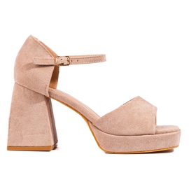 Sandália bloco de camurça bege Vinceza