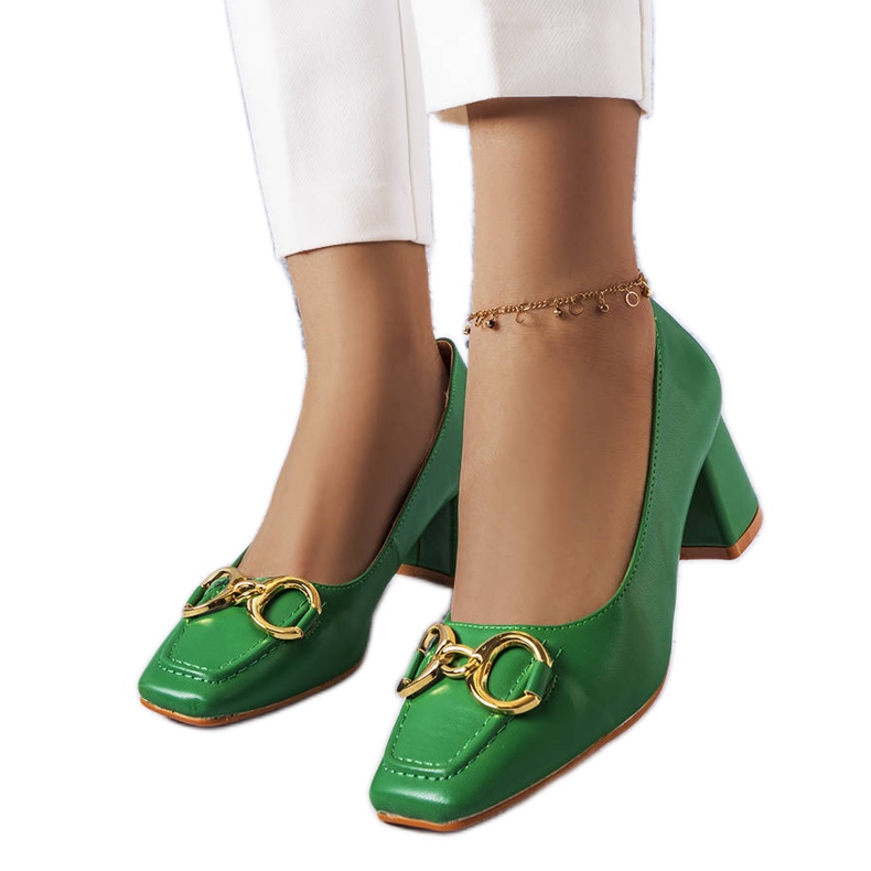 Sapatos de bico quadrado verdes da Neufvill
