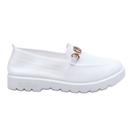 Tênis feminino sem cadarço Alena com enfeite branco