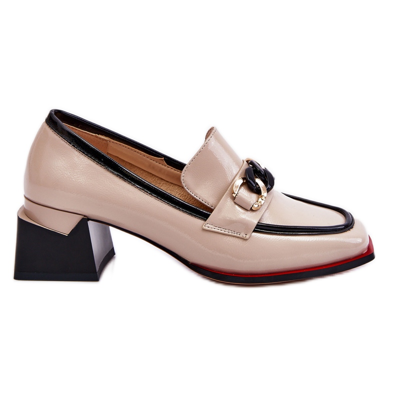 S.Barski Bombas confortáveis ​​de salto baixo bege Valenti preto