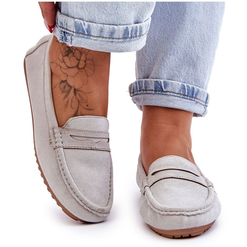 FC3 Mocassim Clássico Feminino de Camurça Cinza Ivana