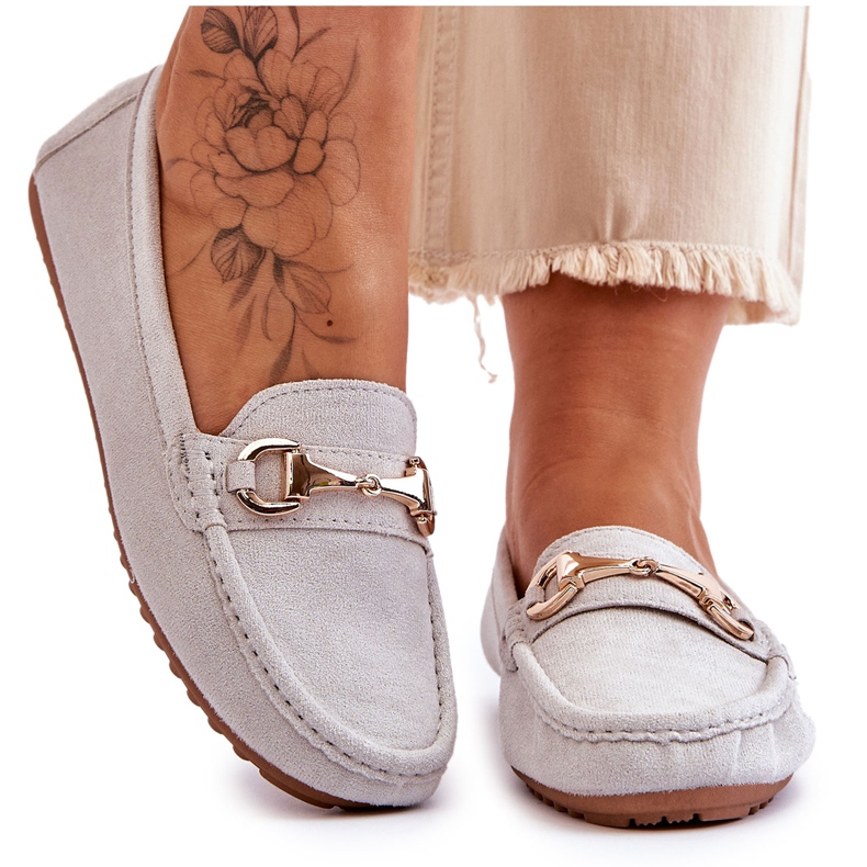 FC3 Mocassins de camurça clássicos com enfeites cinza Arla