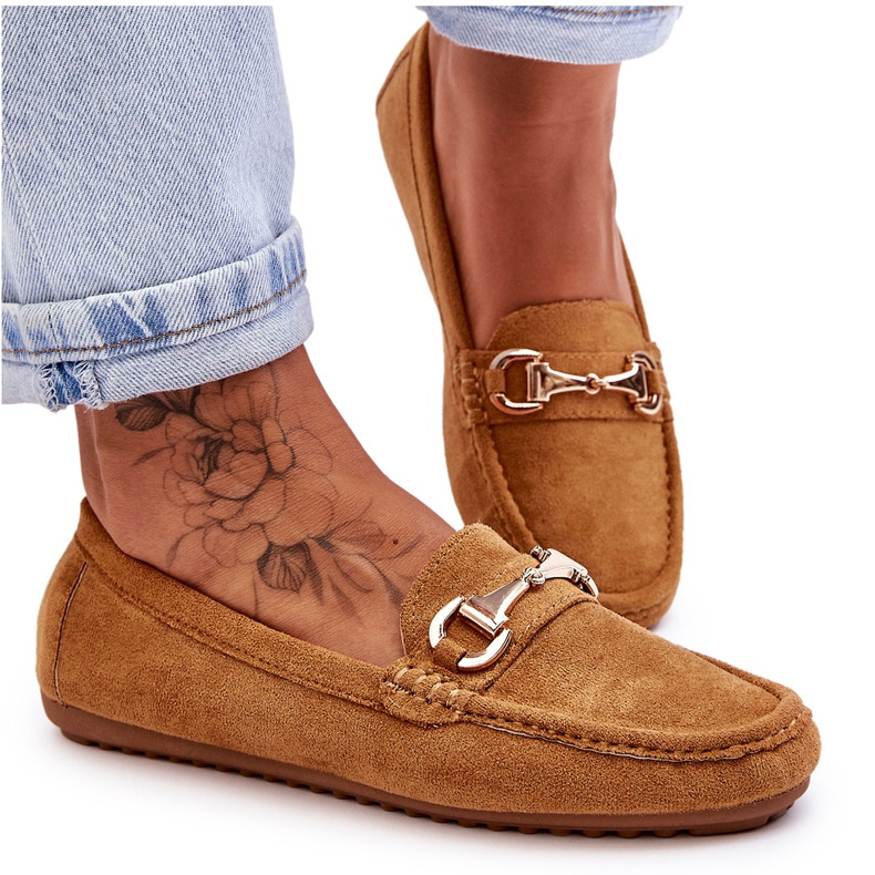 Mocassim clássico de camurça com enfeite de camelo Arla castanho Mocassim clássico de camurça com enfeite de camelo Arla castanho