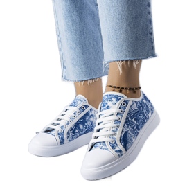 Tênis têxtil branco e azul Aucoin