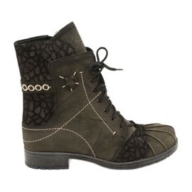 Botas quentes de couro feminino Maciejka Olive 03961-24 verde Botas quentes de couro feminino Maciejka Olive 03961-24 verde