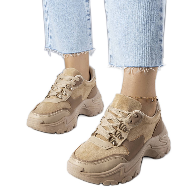 Tênis bege tecido mesclado Jenna.