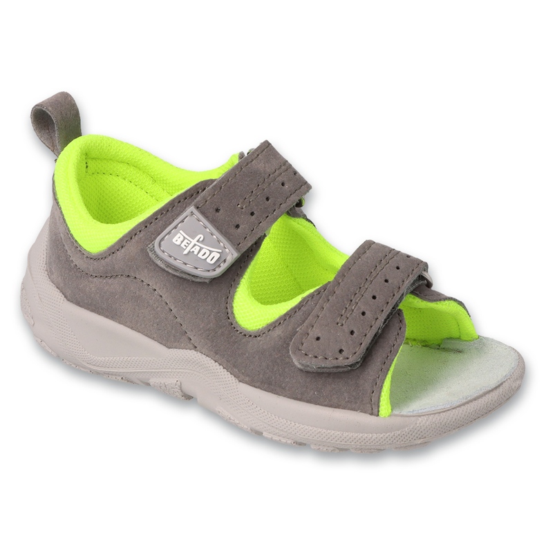 Sandals Befado Inserção de couro infantil 721p006 cinza-neon