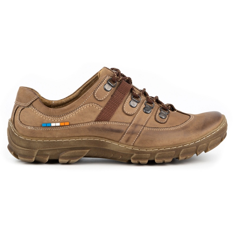Olivier Sapatos de trekking de homem em pele 213GT castanho bege