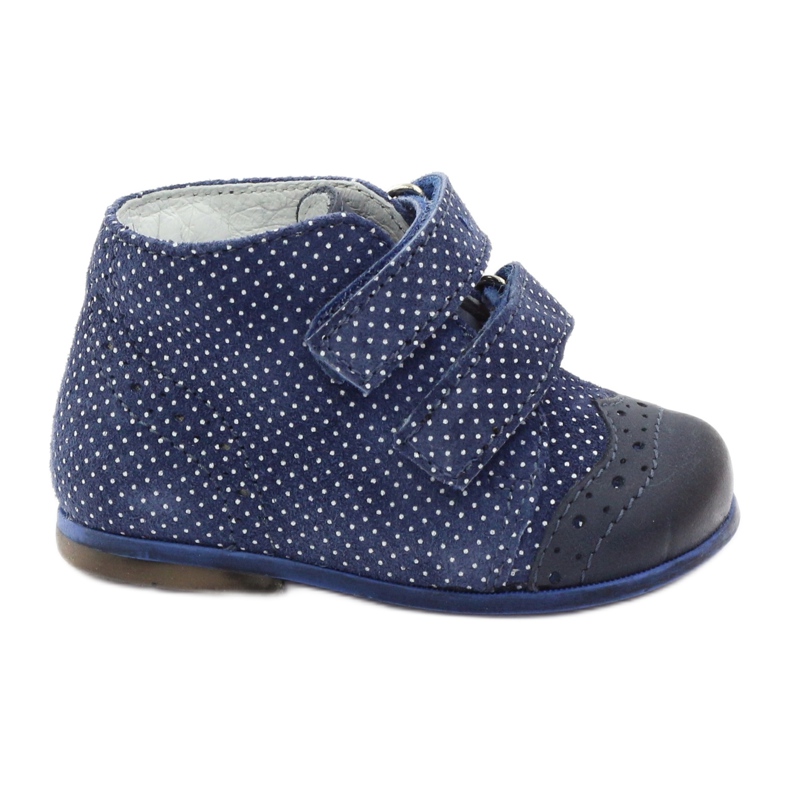 Botas de couro femininas Velcro azul marinho DOTS HUGOTTI branco