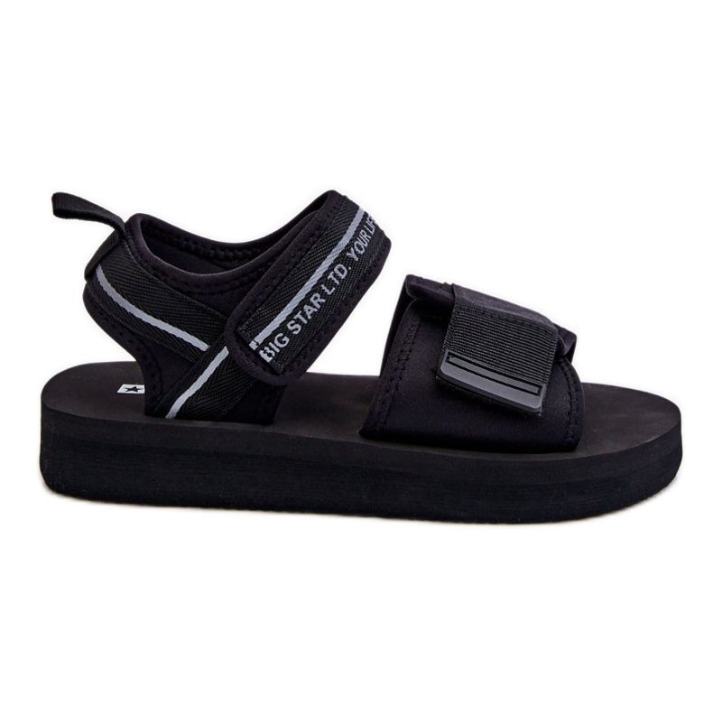Sandália feminina com velcro Big Star LL274784 preta preto
