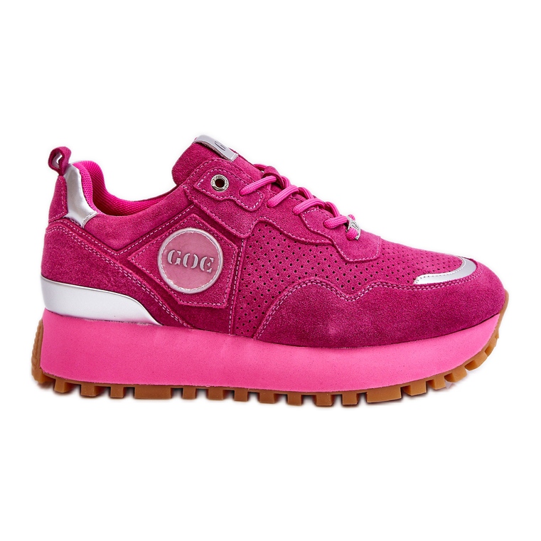 Sapatos esportivos femininos de plataforma de camurça GOE LL2N4002 fúcsia rosa