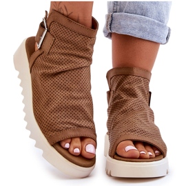 BM Sandália feminina Camel Adonis bota de tornozelo castanho BM Sandália feminina Camel Adonis bota de tornozelo castanho