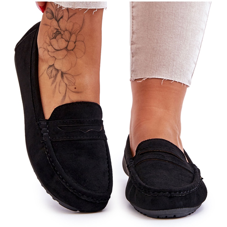 FC3 Mocassim clássico de camurça feminino preto Ivana