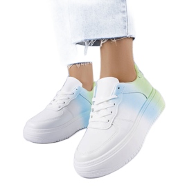 PA1 Tênis plataforma branco e verde Lance. azul