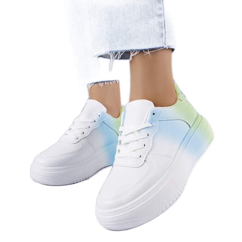 PA1 Tênis plataforma branco e verde Lance. azul