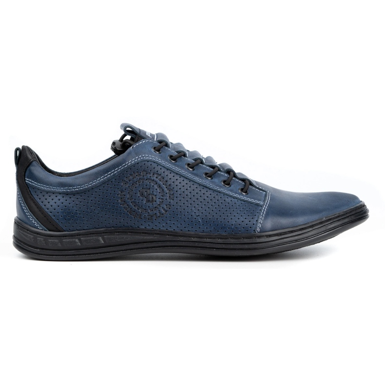 Polbut Sapatos masculinos casuais de couro 2121p azul marinho