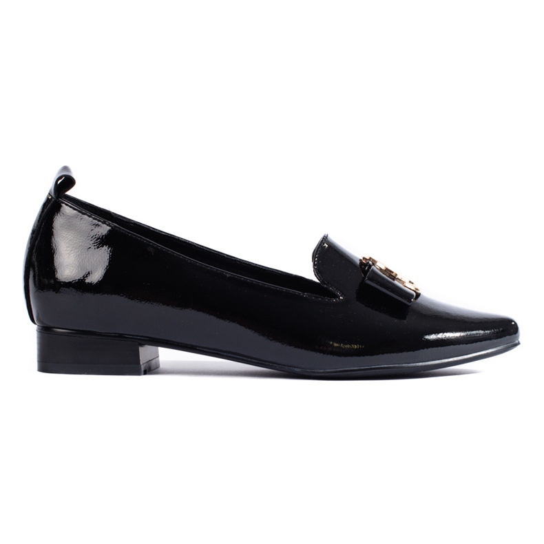 Elegante mocassim laqueado de salto baixo Vinceza preto