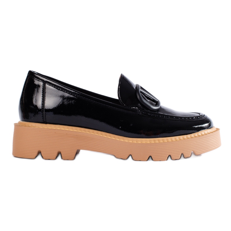 Mocassins femininos clássicos na plataforma preta Vinceza preto