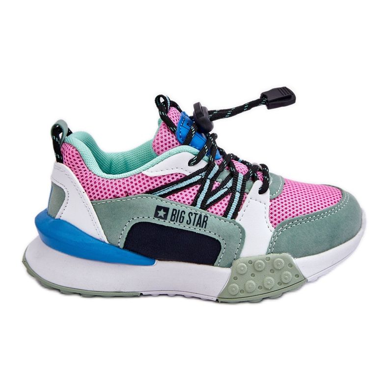 Tênis esportivo infantil sistema de espuma viscoelástica Big Star LL374219 rosa-verde