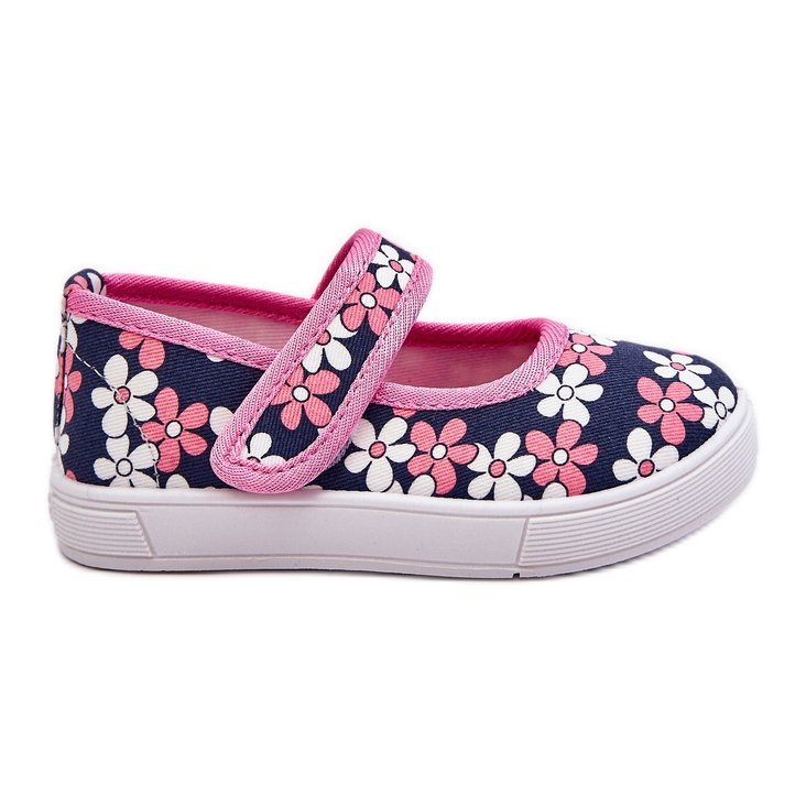 Bailarinas infantis em azul marinho com flores rosa Noah Bailarinas infantis em azul marinho com flores rosa Noah