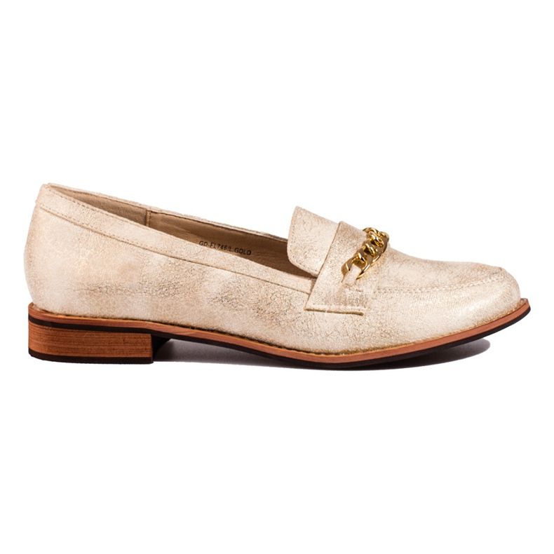 Mocassins femininos clássicos Shelovet gold bege
