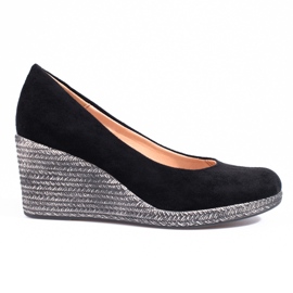 W. Potocki Sapatos de cunha pretos de mulher Potocki