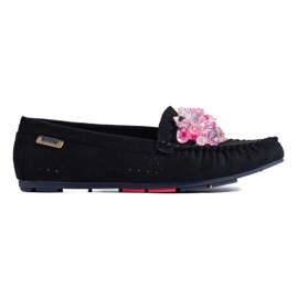 Mocassins Shelovet de mulher pretos em camurça