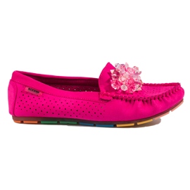 Mocassins de mulher vazados com cristais Shelovet rosa Mocassins de mulher vazados com cristais Shelovet rosa