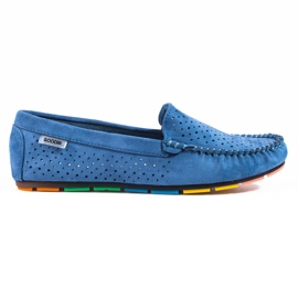 Mocassins de camurça bordados de mulher Shelovet azul Mocassins de camurça bordados de mulher Shelovet azul