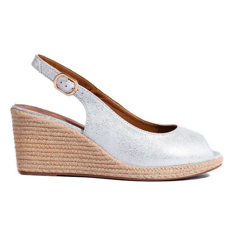 W. Potocki Elegantes sandálias de cunha prateadas, Potocki prata