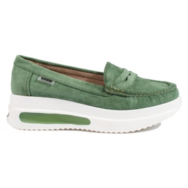 Mocassins Shelovet verdes de mulher com sola grossa